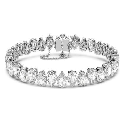 【Swarovski 施華洛世奇】Millenia 手鏈 (梨形切割 白色 鍍白金色)