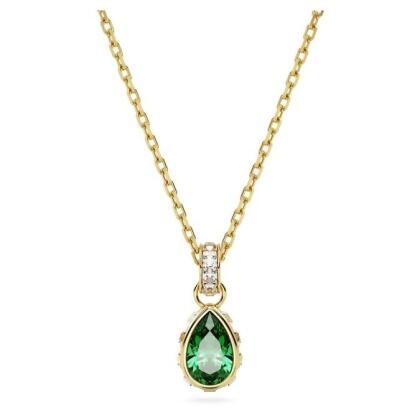 【Swarovski 施華洛世奇】Stilla 鏈墜 (梨形切割 綠色 鍍金色色調)