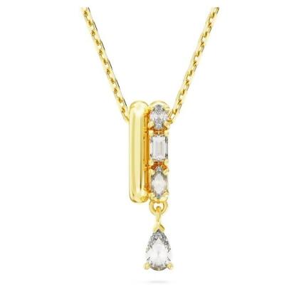 【Swarovski 施華洛世奇】Dextera 鏈墜(混合式切割 白色 鍍金色色調)