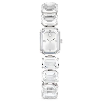 【Swarovski 施華洛世奇】手錶 (方形切割手鍊 白色 不銹鋼)