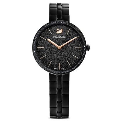 【Swarovski 施華洛世奇】Cosmopolitan 手錶 (瑞士製造 金屬手鏈 黑 黑色潤飾) 
