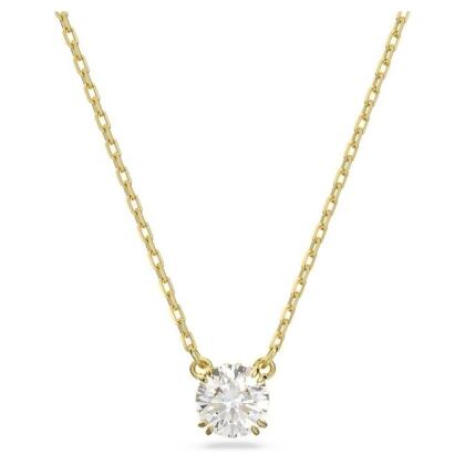 【Swarovski 施華洛世奇】Constella 鏈墜 (圓形切割 白色 鍍金色色調)