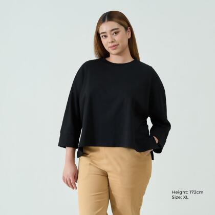 AURI Oversized Dolman 3/4 Sleeve T-Shirt 