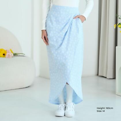 AURI Floral Ruched Maxi Tulip Skirt 