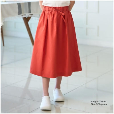 AURI Girl Box Pleat A-line Midi Skirt 
