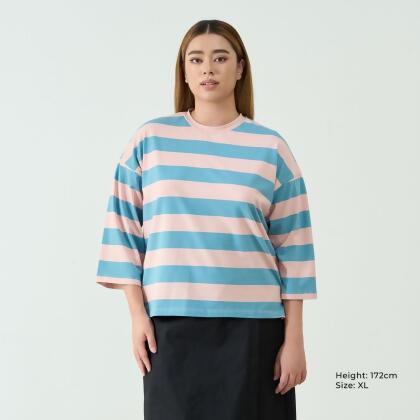 AURI Boxy-Fit 3/4 Sleeve T-Shirt 