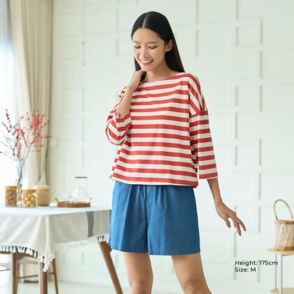AURI Oversized Boat Neck Long Sleeve T-Shirt 