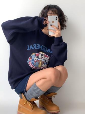 正韓 24F/W秋冬-三狗印圖內刷毛棉tee上衣v6685 