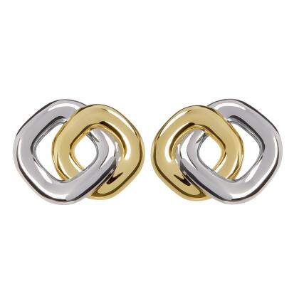 KYLIE – Two-Tone Double Square Earrings