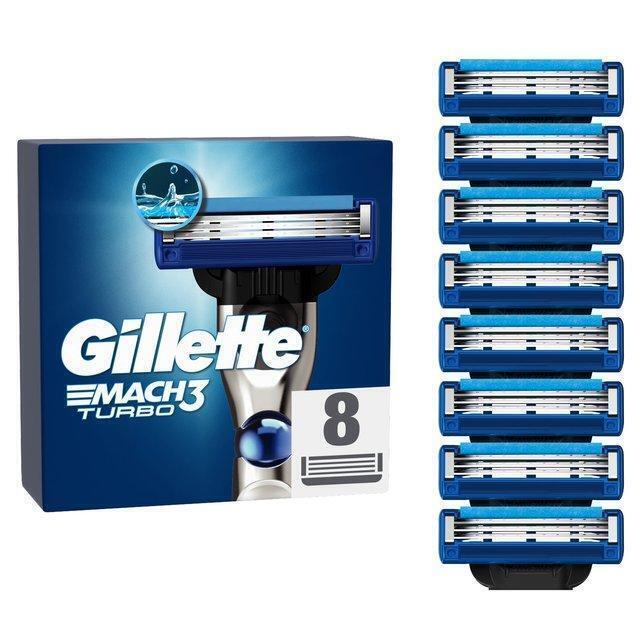 Gillette Mach 3 Turbo Razor Blades, 8 Per Pack