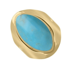 9ct Yellow Gold Turquoise King's Coronation Hallmark Medium Oval Ring - Z