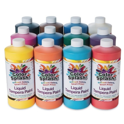 S&S Worldwide Color Splash! Liquid Tempera Bulk Paint, Set of 12 in 11 Bright Colors, 32-oz Easy-Pour Bottles, Great for Arts & Crafts, School, Classroom, Poster Paint, For Kids & Adults, Non-Toxic. 