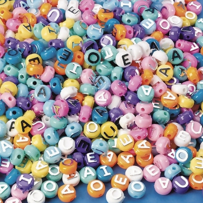 Pastel Vowel Beads 1/2-lb Bag 
