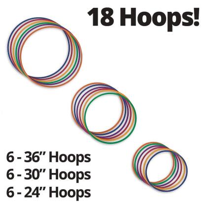 S&S Worldwide No-Knott Hoops Easy Pack. Heavy Duty, Institutional Quality Hoops for Hula, Exercise, Games, PE and More. Assorted Colored Hoops, 6 each in 24