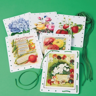 Vintage Garden Jumbo Lacing Cards (Set of 6) 