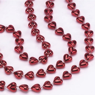 S&S Worldwide Metallic Red Heart Party Bead Necklace. 33