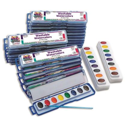 Assorted Colors Watercolor Paint Trays, Set Of 12, Basic Supplies