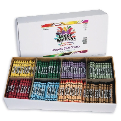 S&S Worldwide Color Splash!® Crayons. Excellent Quality, Superior Value. Great for Classrooms and Groups, Divided Box for Easy Sorting, Includes 100 each of 8 Vibrant Colors, Non-Toxic, Pack of 800. 