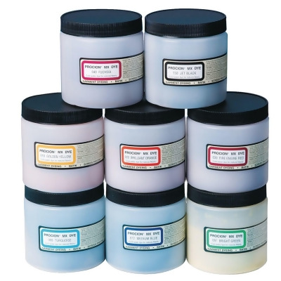 Procion Cold Water Dye Powder, 8-Color Assortment, 8-oz. Bulk Jars, for Tie-Dye, Batik, Ice Dyeing, Non-Toxic. Pack of 8. 