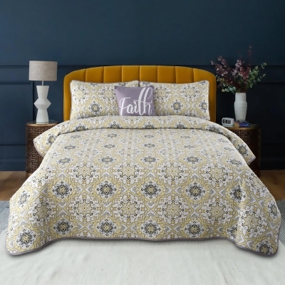 Lux decor collection 3 Piece & 4 Pcs Quilt Set Lightweight Microfiber Quilt with Pillow Shams & Decorative Throw Pillow 