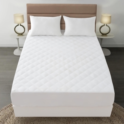 Lux Decor Collection Quilted Mattress Pad Box Pattern 16 Inches Soft Microfiber Deep Pocket Fitted Bed Mattress Topper 