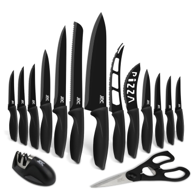 Lux Decor Collection 15 Piece Knife Set Stainless Steel Black Kitchen Knives Set Rust Free Ultra Sharp Home Kitchen Knife Pack 