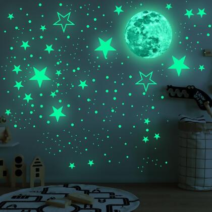 Luminous Moon Stars 3D Wall Sticker 