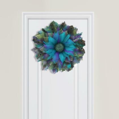 45cm Hanging Artificial Peacock Wreath 