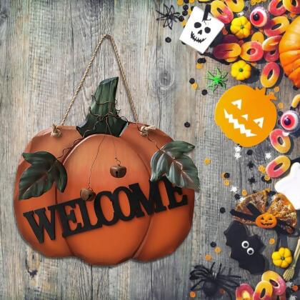 Pumpkin Welcome Sign Door Hanging Ornaments 