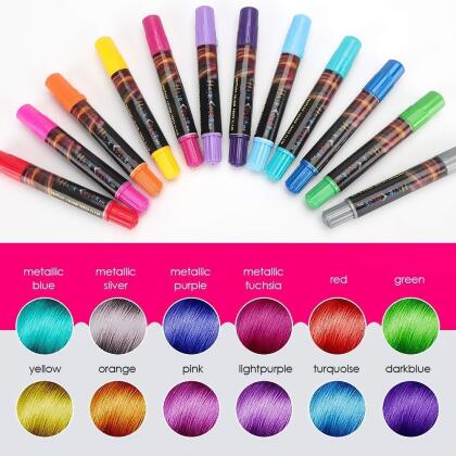 12 Color Temporary Hair Chalk Hair Pens Non-toxic Washable Hair Dye alternate image