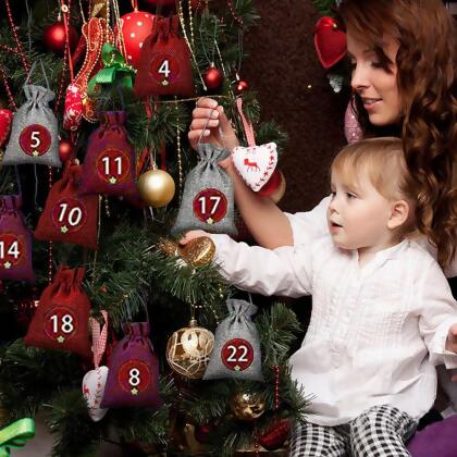 24pcs Christmas Advent Calendar Tree Hanging Bag alternate image