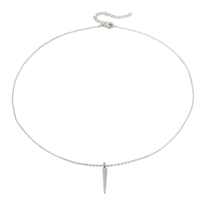 Layered Heidi - Pave Stick Necklace in silver