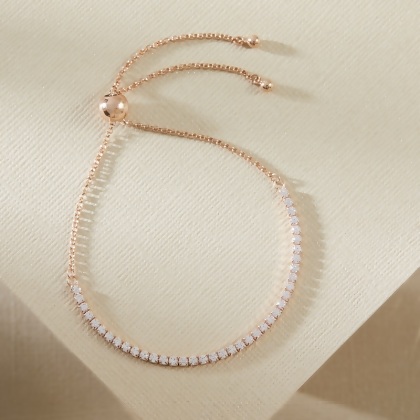 Layered BRIA Round Cut Tennis Bracelet in Rose Gold 