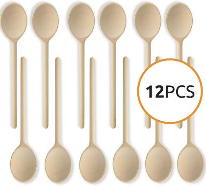 Mr. Woodware - Wooden Kitchen Spoons 10 Inch – Set of 12 