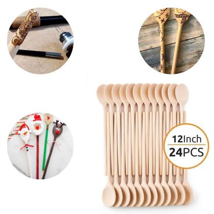 Mr. Woodware - Craft Wooden Spoons Bulk – 12 Inch – Set of 24 alternate image