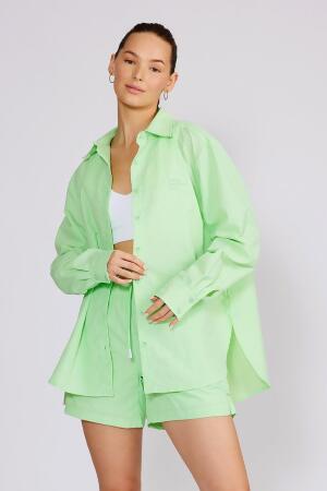 June oversize nylon shirt lime