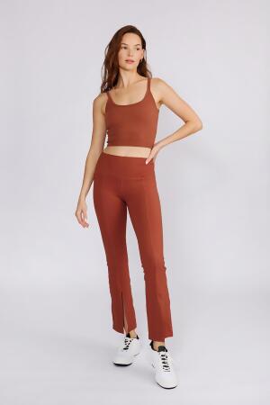 Julia Front-Slit Flare Pants Rust 