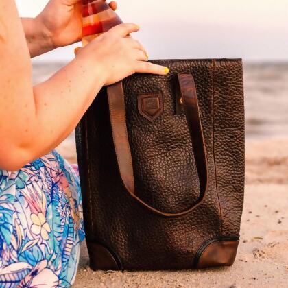 Theodore Leather Two Bottle Wine Tote Carrier 