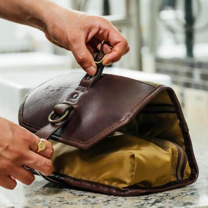 Campaign Waxed Canvas Roll-Up Toiletry Shave Kit 