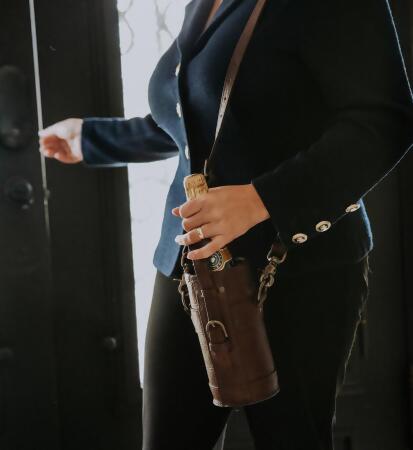 Campaign Leather Wine Tote Carrier 