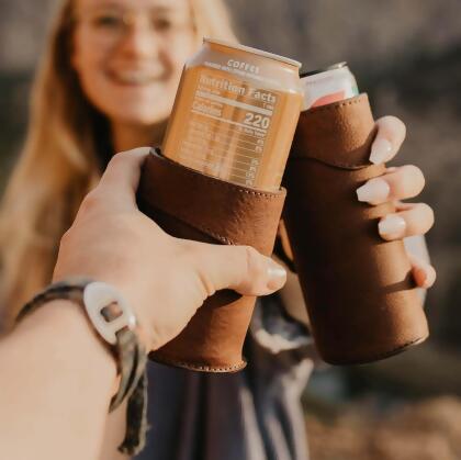 Campaign Leather Slim Can Koozie 