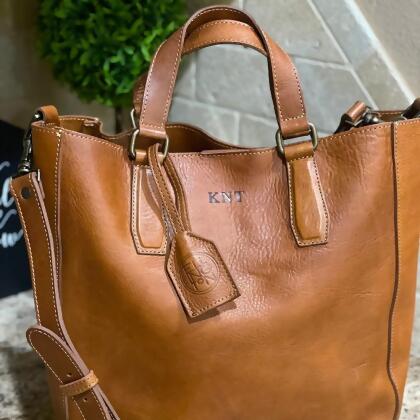 Ellington Leather Market Tote with Zippered Pouch 