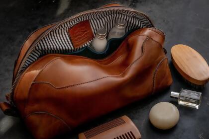 Heritage Leather Stateroom Toiletry Wash Bag 