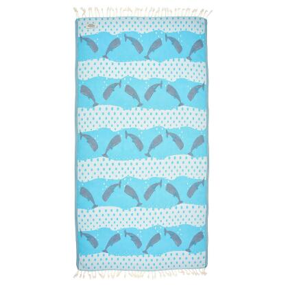 Exclusive Baby Whales Peshtemal Pure Cotton Throw Blanket alternate image