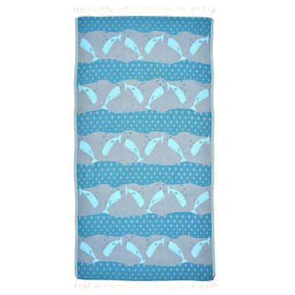 Exclusive Baby Whales Peshtemal Pure Cotton Throw Blanket alternate image