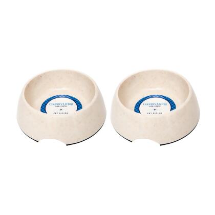 Country Living Set of 2 Natural Fiber Dog Bowls – White Swan 