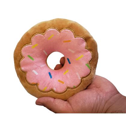 Donut Plush Dog Toy – Soft, Chewy and Cuddly, Safe & Non-Toxic, Ideal for Fetching, Tug-of-War, Gentle Chewing – Strawberry alternate image