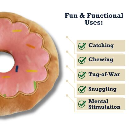 Donut Plush Dog Toy – Soft, Chewy and Cuddly, Safe & Non-Toxic, Ideal for Fetching, Tug-of-War, Gentle Chewing – Strawberry alternate image