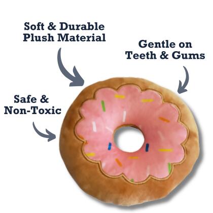 Donut Plush Dog Toy – Soft, Chewy and Cuddly, Safe & Non-Toxic, Ideal for Fetching, Tug-of-War, Gentle Chewing – Strawberry alternate image