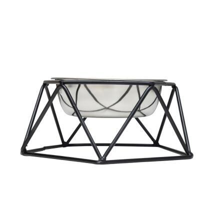 Country Living Elevated Single Dog Bowl Feeder – Geometric Design with Removable Stainless Steel Bowl alternate image